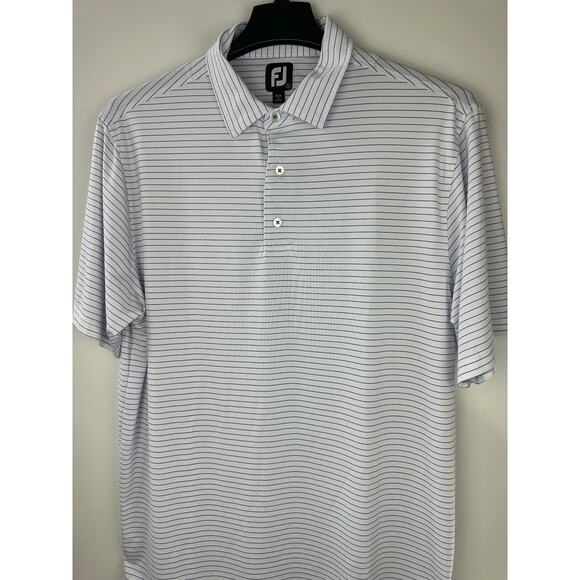 Bundle Lot of 2 Footjoy Men's Golf Polo Shirts Size Large Pinstripe Blue White - Picture 4 of 16